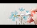 簡単に描ける水彩画 간단한 수채화 简单水彩 easy watercolor painting 23 青い花