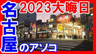 【名古屋のあそこ】名古屋市中区矢場町から大須商店街にかけての混雑状況確認。大晦日でも大混雑。静かに楽しめる鶴舞公園のウィンターイルミネーションも。2023年12月31日の様子。No.496