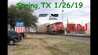 Railfanning Spring, TX 1/26/19 Ft. CN C44-9WL, NS, Meet,+More!