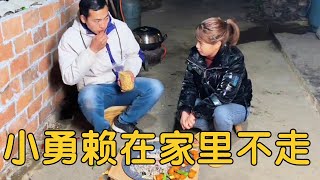 小勇在小九家耍无赖，赶都赶不走，这是要干嘛？【广西小九妹】