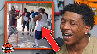 Famouss Richard Reacts to Crip Mac Boxing a Blood in His Projects