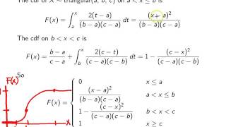 Triangular distribution cumulative distribution function