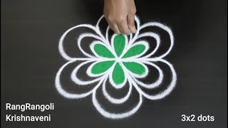 Republic Day Special Rangoli🌺3x2 dots Republic Day Muggulu🌺RangRangoli Krishnaveni