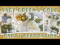 SAGE GREEN AND GOLD PARTY | PARTY DECORATION