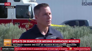 BRIEFING: Crews locate body believed to be missing Phoenix warehouse worker