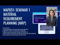 MAF651 Seminar 1: Material Requirement Planning (MRP) - MAC2208B