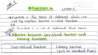 Function|Difference between User defined function & Library function|C Programing|PU TU PoU BE Civil