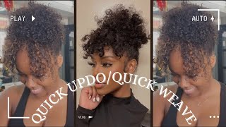 Quick updo/Quick weave/Bang hairstyle.