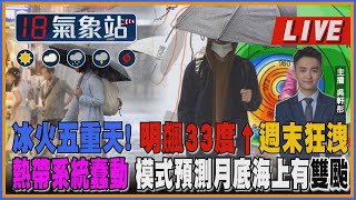 【TVBS18氣象站】冰火五重天! 明飆33度↑週末狂洩 熱帶系統蠢動 模式預測月底海上有雙颱 ｜主播 吳軒彤 說氣象LIVE