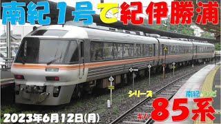 【南紀1号で紀伊勝浦駅へ！！！行きも帰りも同じキハ84-304でのプチトリップ！！！予想外ワイドビューチャイム鳴らず…最近は鳴らさないんでしょうか？？？】【2023年6月12日(月)雨】