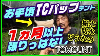 TOMOUNT　TCパップテント　1か月以上張りっぱなしでの、撥水防水。