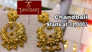 Tanishq Chandbali Designs with price/latest light weight Gold Chandbali/daily wear earrings/deeya