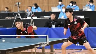 希望が丘高校OBペア・米倉勝/泊航太が愛工大名電高ペアとの激戦制して2回戦進出＜全日本卓球2025・男子ダブルス1回戦＞