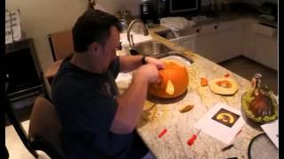 Time Lapse - Carve an Oogie Boogie pumpkin really fast