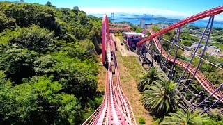 Pink Typhoon Standing Coaster | Brazilian Park Washuzan Highland 🇯🇵 | 4K Onride POV \u0026 Offride