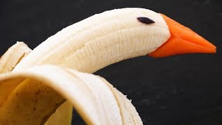 How to Make Banana Decoration | Banana Art | Fruit Carving Banana Duck Garnishes