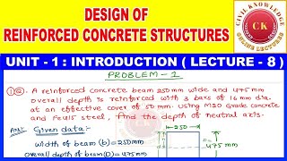 PROBLEMS ON WORKING STRESS METHOD - RCC LECTURES IN TELUGU -  PROBLEM 1 - DEPTH OF NEUTRAL AXIS