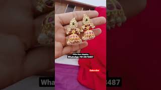 1 gram gold beautiful design guttapusalu Kemp jhumkas #youtubeshorts #shorts #jhumkas