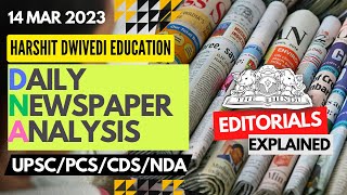 14th March 2023 - Editorial Analysis + Daily General Awareness Articles by Harshit Dwivedi