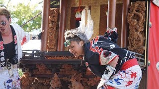 平成30年4月15日　半田山車祭り 成岩3・4区　成岩神社下降(旭車・南車・神車・成車)