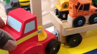 Brio and Thomas Bridge Construction, Crane, Truck Transporter, Loader, Wooden, Train Videos For Kids