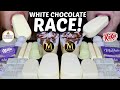 ASMR WHITE CHOCOLATE DESSERT RACE! GIANT MILKA ALFAJOR, MAGNUM ICE CREAM, FERRERO ROCHER, KITKAT 먹방