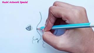 Beautiful Sketch Art Girl Face / How to draw face for beginners