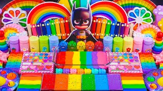 BATMAN 🌈 Mixing Random Piping Bags 🌈 Mixing Into Glitter Slime Satisfying Videos ASMR