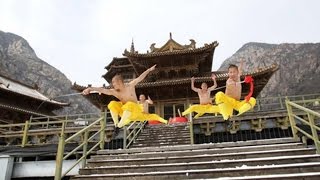 China's Shaolin monks filmed practising kung-fu in the snow