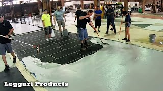 Time-Lapse | Large Concrete Tile Floor Design Using Concrete Overlay Resurfaced Over Old Concrete