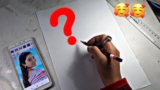 How to draw a rashmika Mandanna/ portrait drawing tutorial/ (outline)Drawing Grid maker method