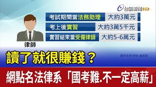 讀了就很賺錢？ 網點名法律系「國考難.不一定高薪」