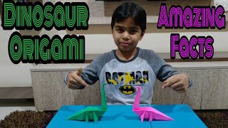 How to Make an Easy Origami Dinosaur | Brachiosaurus | amazing facts about Dinosaur  (Rishie Rich)