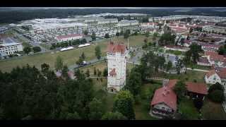 USAG Grafenwoehr US Army Germany Garrison Historic Tower - RED Epic Aerial footage