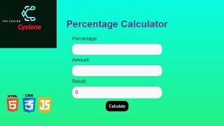 Percentage Calculator | HTML CSS and java script |