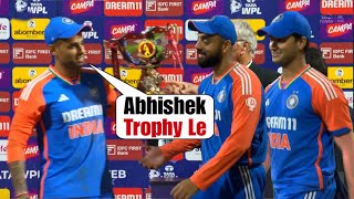 Abhishek Sharma went running when Suryakumar Yadav called Varun Chakravarthy to give winning trophy