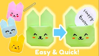 Easter Bunny Paper Origami w Egg Message | Easter Egg Hunting Paper Craft | Easy Paper Bunny No Glue