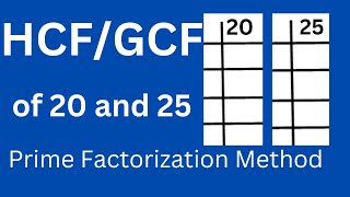 HCF of 20 and 25 l GCF of 20 and 25