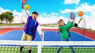 Alex and Charlotte Pretend Play Pickleball Sports for Kids | Funny Video for Children