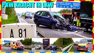 A81 bei Abstatt ▶️  PKW kracht in LKW  🚑 🚒  Fahrer eingeklemmt + schwer verletzt 🚑 🚒