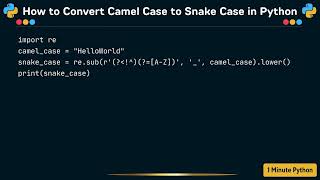 How to Convert Camel Case to Snake Case in Python