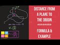 Distance from a Plane to the Origin - How to Find It ? - Formula and Worked Example