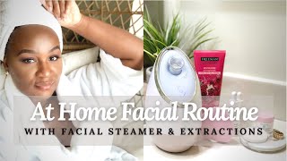 AT HOME FACIAL ROUTINE WITH EXTRACTIONS | 2021 SKINCARE WITH BEST FACIAL STEAMER