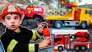 Firetruck Emergency Rescue! |  Fireman Play Pretend - Rescue Vehicles & Toy Trucks! | JackJackPlays