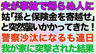 【スカッとする話】夫が事故で帰らぬ人に。だが義母は「孫と保険金を寄越せ！」と突然襲いかかってきて   →警察沙汰になるも連日我が家に突撃された結果