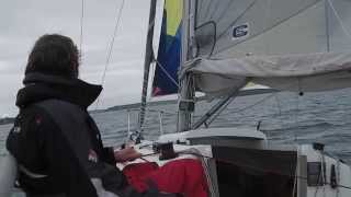 Beneteau First 21.7 solo, approaching Falmouth harbour