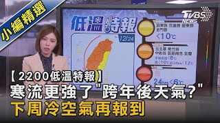 【2200低溫特報】寒流更強了「跨年後天氣?」 下周冷空氣再報到｜十點不一樣20221224 @TVBSNEWS02