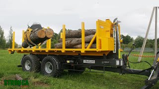 Round Wood Transport Using a Stronga Hooklift Trailer \u0026 7.2m flatbed