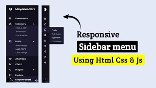 Create a Responsive Sidebar Menu | HTML CSS JavaScript | Mayancoders