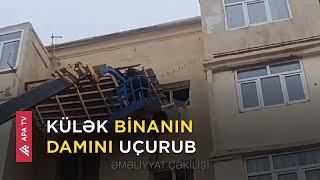 Pirallahıda binanın damı uçub - APA TV